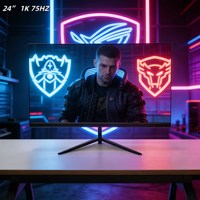 Moniteur 24 pouces pas cher, écran IPS 75Hz 1920x1080 pour bureau, configuration double moniteur, travail sur PC