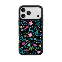 Coque de téléphone AG Feeling Black Edge avec motif floral doré sur fond noir pour iPhone 17, 17 Pro Max, 16 Pro, 15 – Coque magnétique