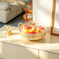 Plateau de présentation transparent pour l'hôtellerie, idéal pour les mariages, les présentations de gâteaux, de bonbons et de fruits, avec base dorée