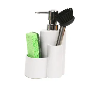 Keramische Zeep Spons Houder Shampoo Douche Vloeibare Zeep Dispenser Met Cellulose Spons En Brusher