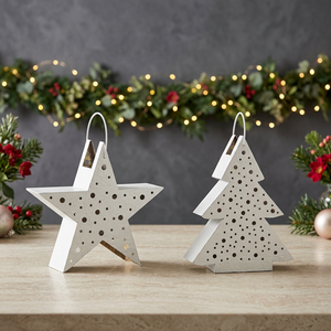 Wholesale Latest Star and Tree Shape Tea Light Candle Holders for Tabletop and Hanging Christmas Decoration - Product Image 1