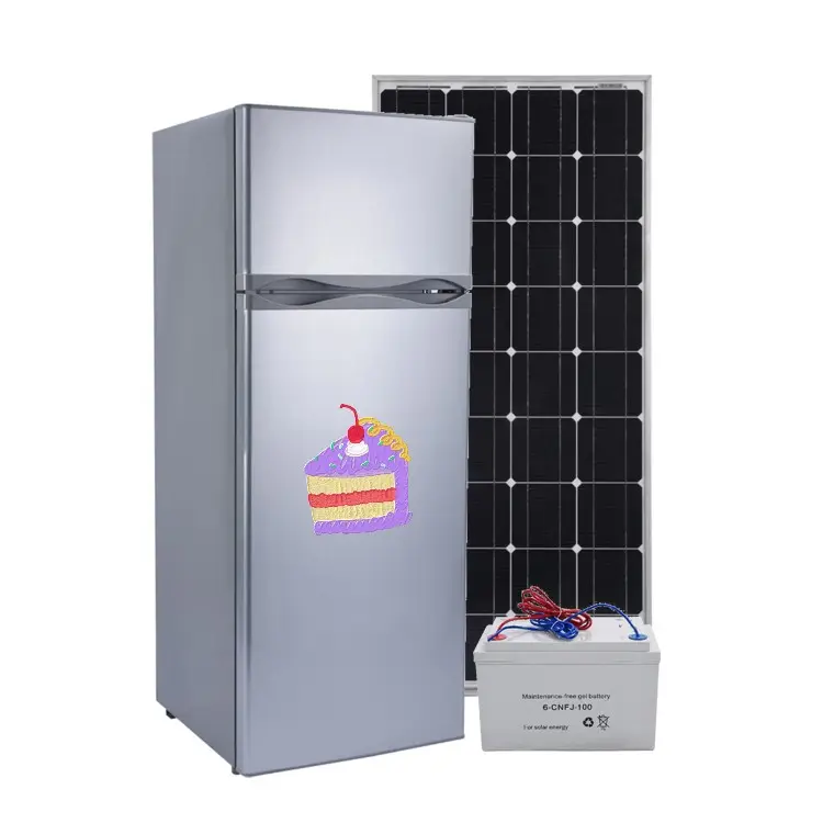 DC 12/24 V 218L Energia Verde top freezer porta dupla solar geladeira