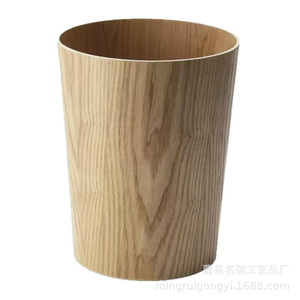 Wooden Trash Can Cylindrical Open Household Waste Bin For Home Office Living Room Bedroom Storage - Product Image 4