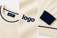 Suéter Tejido Personalizado con Logotipo, Ropa de Punto de Moda 100% Algodón, ODM y OEM, Costura en Contraste, Suéter Casual Holgado de Cuello Redondo para Hombre