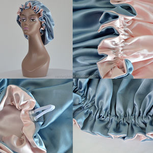 Vente en gros de bonnets de haute qualité pour femmes RTS double couche réglable réversible <span class=keywords><strong>bonnet</strong></span> en satin avec logo personnalisé pour dormir - Product Image 5
