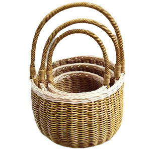 Gardening Plastic rattan hand-held flower basket Hand-woven flower basket Home decor Holiday gift basket