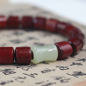 Pulsera de sándalo rojo con cuentas de barril de 8 mm, estilo chino, unisex, para uso diario, joyería coleccionable - Product Image 4