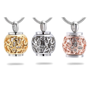 Rvs Ronde Holle Vlinder Diamant Open Herdenkingsketting Mode Huisdier As Hanger Crematie Medaillon Parfum Fles - Product Image 4