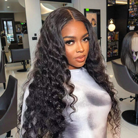 Perruque sans colle 13x6 HD Lace, cheveux humains vierges brésiliens, ondulations profondes, pré-épilée, naturelle, raie libre, densité 180%, vente en gros