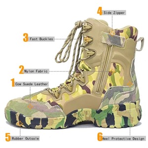Botas Tácticas Militares de Cuero Antideslizantes Cálidas con Cremallera de Caña Alta para Hombre, Ideales para Senderismo en Invierno y Verano, Camuflaje, Desierto y Uso Táctico - Product Image 2