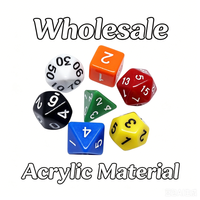 Wholesale 7pcs Acrylic Opaque Polyhedral Dice Set, Multicolor DND RPG Dice for Tabletop Board Games, Bulk Customizable