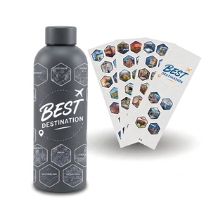 Bouteille d'eau en acier inoxydable OEM 500 ml à goulot étroit avec autocollant touristique personnalisé, articles promotionnels pour agences de voyage - Product Image 1