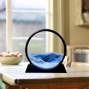 Image d'art de <span class=keywords><strong>sable</strong></span> en mouvement bleu de 7 pouces verre rond 3D paysage de mer profonde affichage en mouvement <span class=keywords><strong>cadre</strong></span> de <span class=keywords><strong>sable</strong></span> fluide - Product Image 3