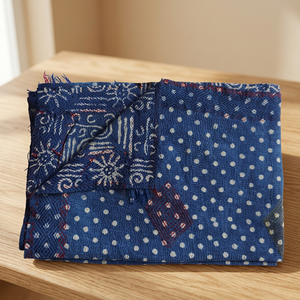 Ethnic Indigo Hand Embroidered Reversible Vintage Rali <b>Throw</b> - Product Image 1
