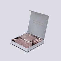 Scrunchies en soie pure 100% de luxe personnalisés, taie d'oreiller en soie de mûrier, impression brodée, taie d'oreiller en soie et masque pour les yeux, coffret cadeau