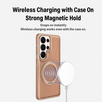 Étui de téléphone magnétique en cuir végétalien texturé avec support rotatif et placage mat C0376 pour Samsung Galaxy S24 Ultra S25 Plus S26