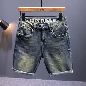 Shorts d'été décontractés en denim stretch à la mode pour hommes, bleu, noir, style droit, délavés et respirants-Shorts pour hommes - Product Image 2