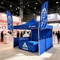 Tonnelle carrée 3x3m à structure en aluminium, tente de stand d'exposition avec fenêtres et parois latérales imperméables, auvent pop-up, couverture Oxford monocouche toutes saisons