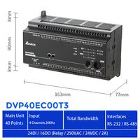 Envío Rápido Nuevo PLC Delta DVP40EC00T3 Original 24DI 16DO Transistor NPN 40 Puntos Controlador Lógico Programable Industrial
