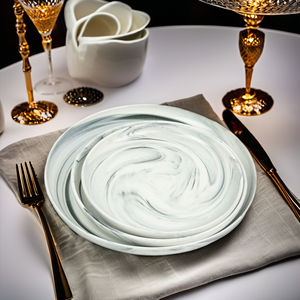 Set di <span class=keywords><strong>piatti</strong></span> da pranzo in porcellana in marmo sostenibile personalizzabile per ristoranti di casa hotel in <span class=keywords><strong>ceramica</strong></span> per <span class=keywords><strong>piatti</strong></span> da torta in <span class=keywords><strong>ceramica</strong></span> - Product Image 2