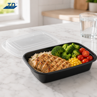 Boîte alimentaire rectangulaire jetable en PP, compatible congélateur, avec couvercle, pour la préparation de repas, la livraison et la restauration à emporter