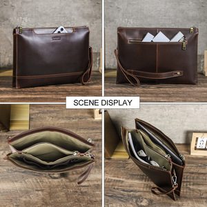 Borsa <span class=keywords><strong>da</strong></span> <span class=keywords><strong>uomo</strong></span> in vera pelle di vacchetta, per uso quotidiano, <span class=keywords><strong>da</strong></span> viaggio, per esterni, con scomparto per notebook <span class=keywords><strong>da</strong></span> 14 pollici, organizer per telefono, pochette - Product Image 2