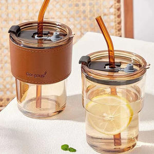 Venta al por mayor logotipo personalizado taza <span class=keywords><strong>tumblr</strong></span> de cristal té de <span class=keywords><strong>burbujas</strong></span> resistente al calor yogur café taza de leche con pajita sin mango - Product Image 4