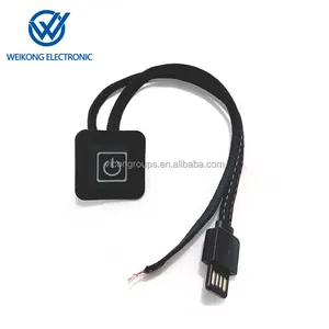 Kabel tekstil USB 3 tingkat sakelar tombol kontrol silikon kedap air untuk jaket pemanas