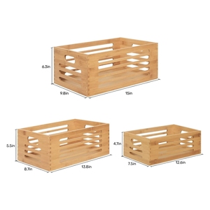 Grande <span class=keywords><strong>contenitore</strong></span> di stoccaggio di bambù Set di <span class=keywords><strong>legno</strong></span> da scrivania scatola da cucina <span class=keywords><strong>contenitore</strong></span> con manici vestiti giocattoli Organizer - Product Image 6