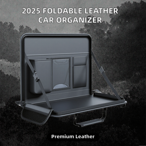 2025 Luxuriöser Multifunktionaler Leder-Auto-Organizer Faltbare Rücksitz-Aufbewahrungstasche mit Hängefunktion und Esstisch - Product Image 2