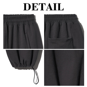 KingSen Men's Streetwear 100% Cotton Loose Wide Leg Pants Elastic Waist <b>Drawstring</b> Casual Embroidery <b>Trousers</b> - Product Image 6