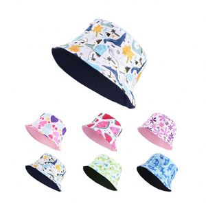 Wholesale Custom Logo <b>Kids</b> Reversible Unisex <b>Bucket</b> <b>Hat</b> Fishing Packable Beach Sun <b>Hat</b> for <b>Kid</b> - Product Image 1