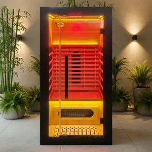 Wholesale OEM <b>Cheap</b> 1 Person Indoor Spa Far Infrared Sauna Room with Red <b>Light</b> Heaters - Product Image 1