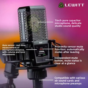 Micrófono de Condensador Lewitt <span class=keywords><strong>RAY</strong></span> con Tarjeta de Sonido, Set Completo de Equipo para Cantar, Transmisión en Vivo y Grabación Profesional - Product Image 3