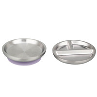 SUS 304 Babybord voor babyvoeding, metalen borden met verwijderbare siliconen hoes voor kinderen