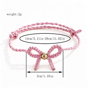 Nouveau <span class=keywords><strong>Bracelet</strong></span> en Corde Tressée Coloré avec Nœud Papillon 2026, Cordon Coulissant Ajustable, <span class=keywords><strong>Bracelet</strong></span> Tissé à la Main, Bijou Empilable pour Femme - Product Image 3