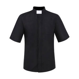Camisa Negra de Manga Larga para Sacerdote Pastor Clero para Hombre con Cuello Alzacuellos Tab para Ministro de la Iglesia Católica Predicador Tops de Cosplay - Product Image 5