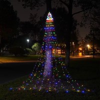 LED-Weihnachtsbaumlichter mit Fernbedienung, Outdoor, Wasserdicht, Garten, Wasserfall, Sternenlichterkette, Feiertagsdekoration