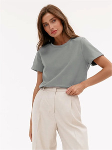 T-<span class=keywords><strong>shirt</strong></span> à manches courtes en coton 100% <span class=keywords><strong>de</strong></span> haute qualité, ample et bien ajusté, couleurs unies, personnalisable, polyvalent, vente en gros, nouveauté été - Product Image 1