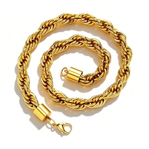 Heißer Hip-Hop 12MM Fried Dough Twists Kette für Herren, 24K vergoldet, schwere Edelstahl-Modekette - Product Image 6