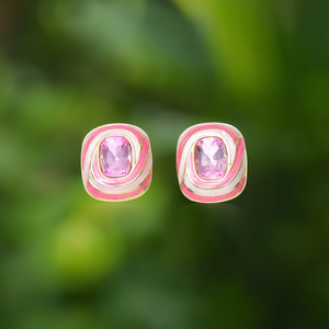 E350-230-065MH Trendy Geometric Bezel Setting Gold Plated Alloy <b>Stud</b> <b>Earrings</b> for Women's Party Occasions - Product Image 3