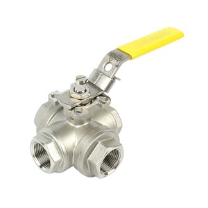 Válvulas de Bola de Acero Inoxidable con Conexión en L, Rosca Hembra, de 3 Vías y Accionamiento Manual - Product Image 1