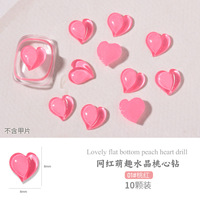 10 pièces/sac Breloques pour ongles Chrome Hearts, Cœur en cristal, Strass en résine effet gelée, Décoration 3D Nail Art, Breloques Kawaii en résine