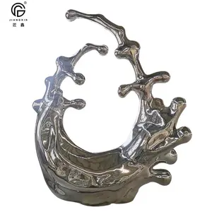 Açık dekoratif Metal cilalı paslanmaz çelik soyut su damlası heykel