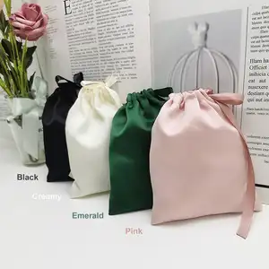 Sac pochette en Satin personnalisé avec Logo pour cheveux vêtements chaussures bijoux cosmétiques cadeau soie Satin sac emballage perruque sac de rangement