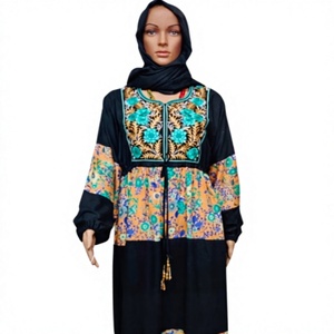 Elegant Women's Long Sleeve Jacquard Maxi Dress – Ethnic Style <b>Plus</b> <b>Size</b> Muslim Dress for Eid, Casual Wear and Special Occasions - Product Image 2