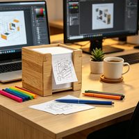 Porte-mémos en bambou naturel, distributeur de notes adhésives écologique pour l'organisation du bureau