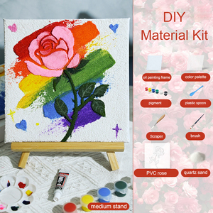 DIY tuval akrilik boyama sanat gül kuvars kum akrilik boyama malzemesi kiti - Product Image 3