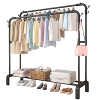 Nouveau Porte-vêtements sur pied en fer détachable, double tringle, intérieur/extérieur, antirouille, organisateur de vêtements durable