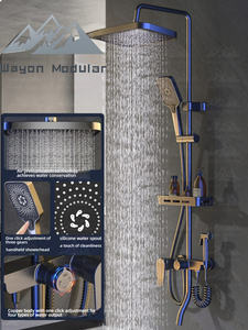 Système <span class=keywords><strong>de</strong></span> <span class=keywords><strong>douche</strong></span> Wayon Wayon en métal gunmetal avec étagère <span class=keywords><strong>de</strong></span> rangement <span class=keywords><strong>pour</strong></span> salles <span class=keywords><strong>de</strong></span> bain modernes, design gain <span class=keywords><strong>de</strong></span> place - Product Image 4